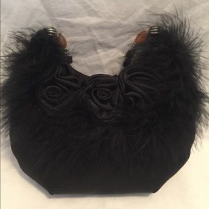 Black Feather Rose Purse